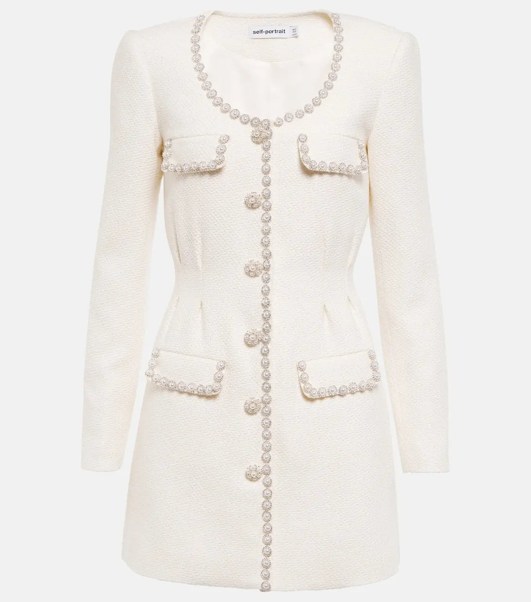 Self Portrait Cream Boucle Tailored Mini Dress