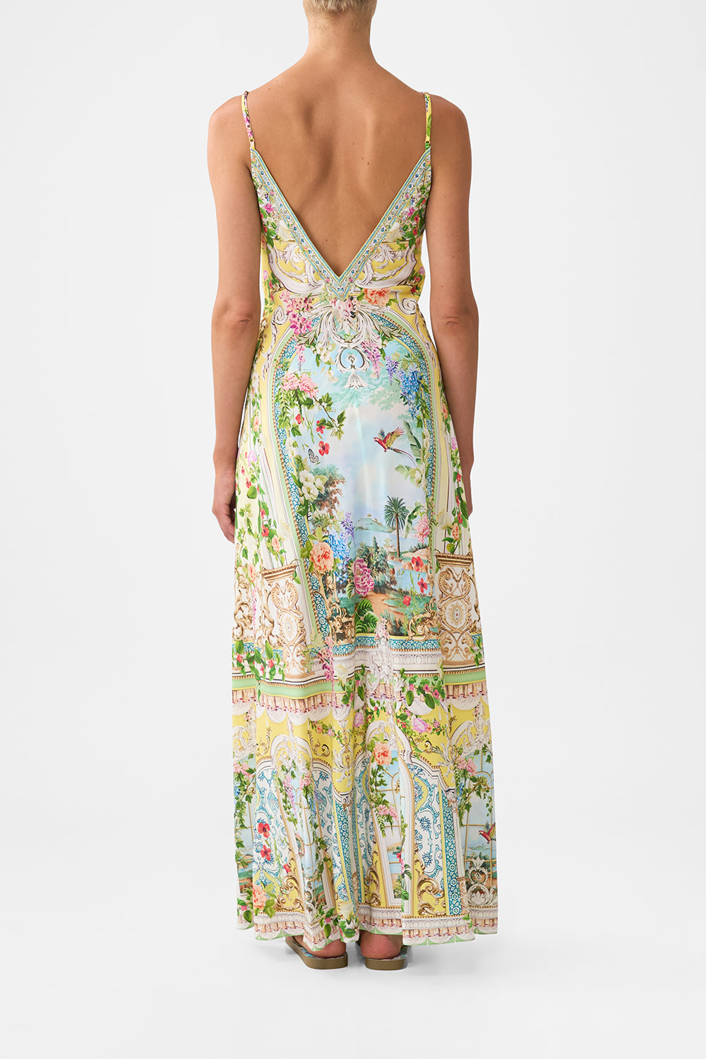 Camilla V Neck Full Length Bias Slip Dress