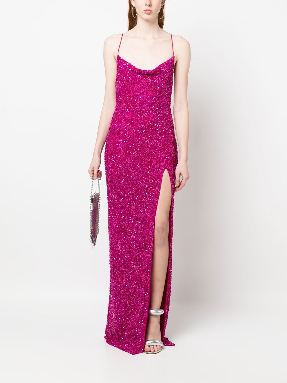 Retrofete Sequinned Side-Slit Gown