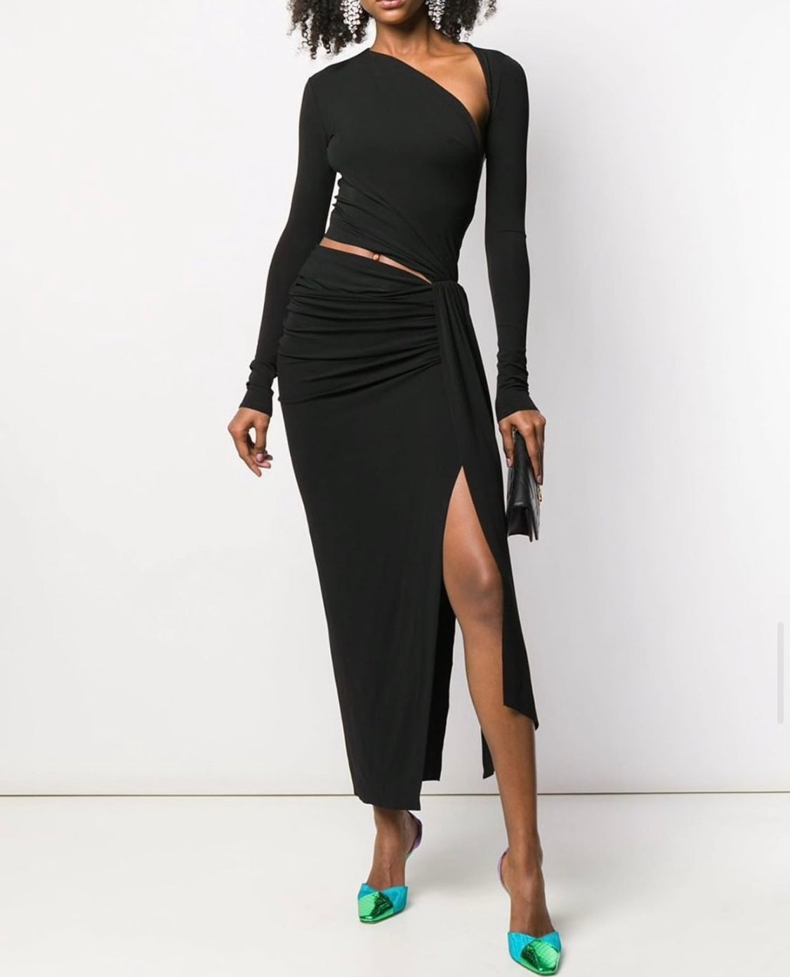 Alexandre Vauthier Cut Out Jersey Long Black Dress