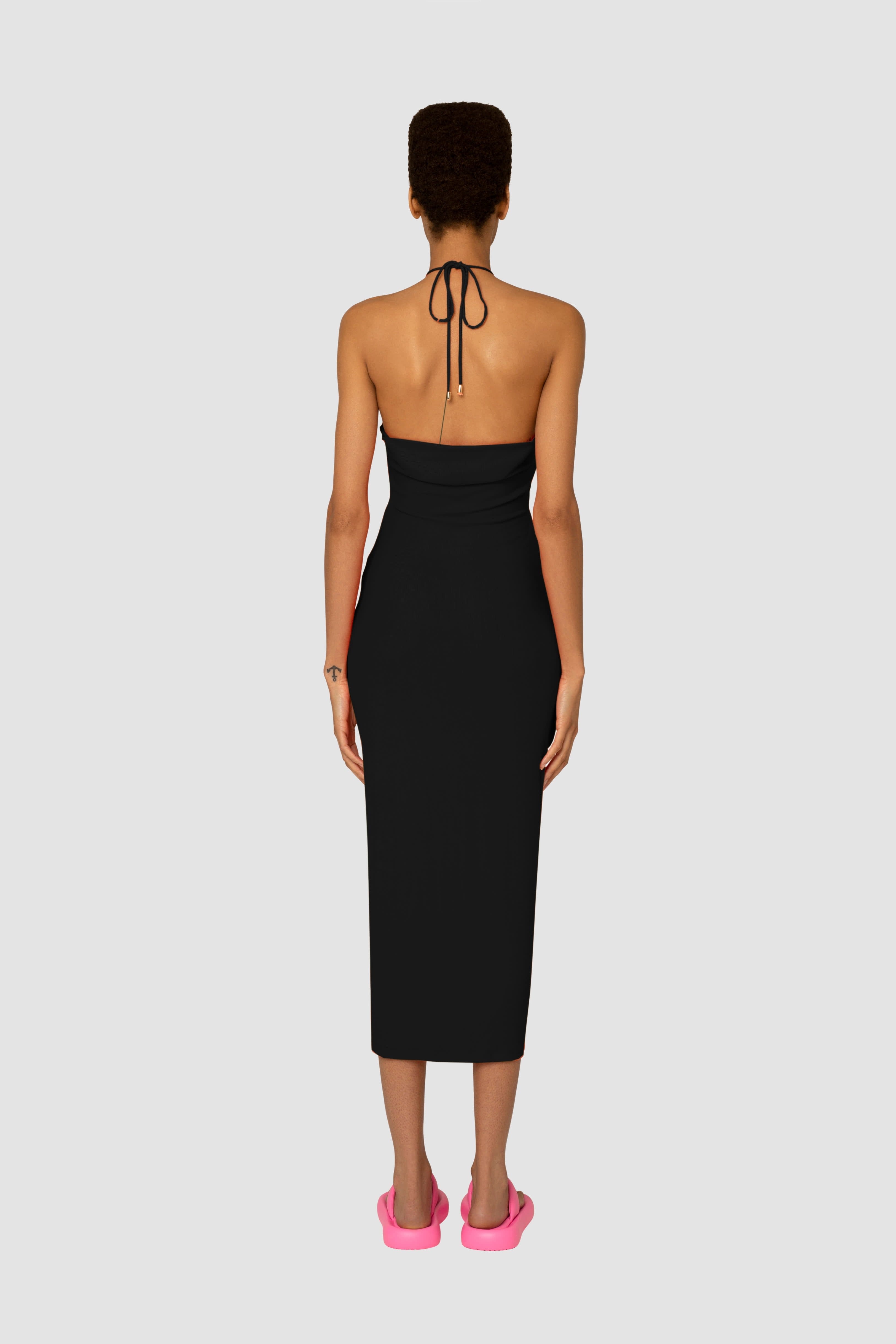 Amy Lynn Vega Black Jersey Cut-Out Dress- Black