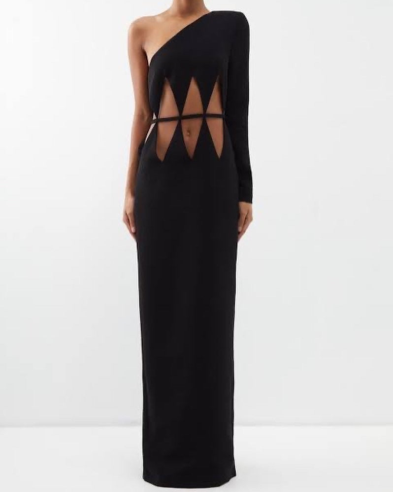 Monot One-shoulder cutout crepe dress