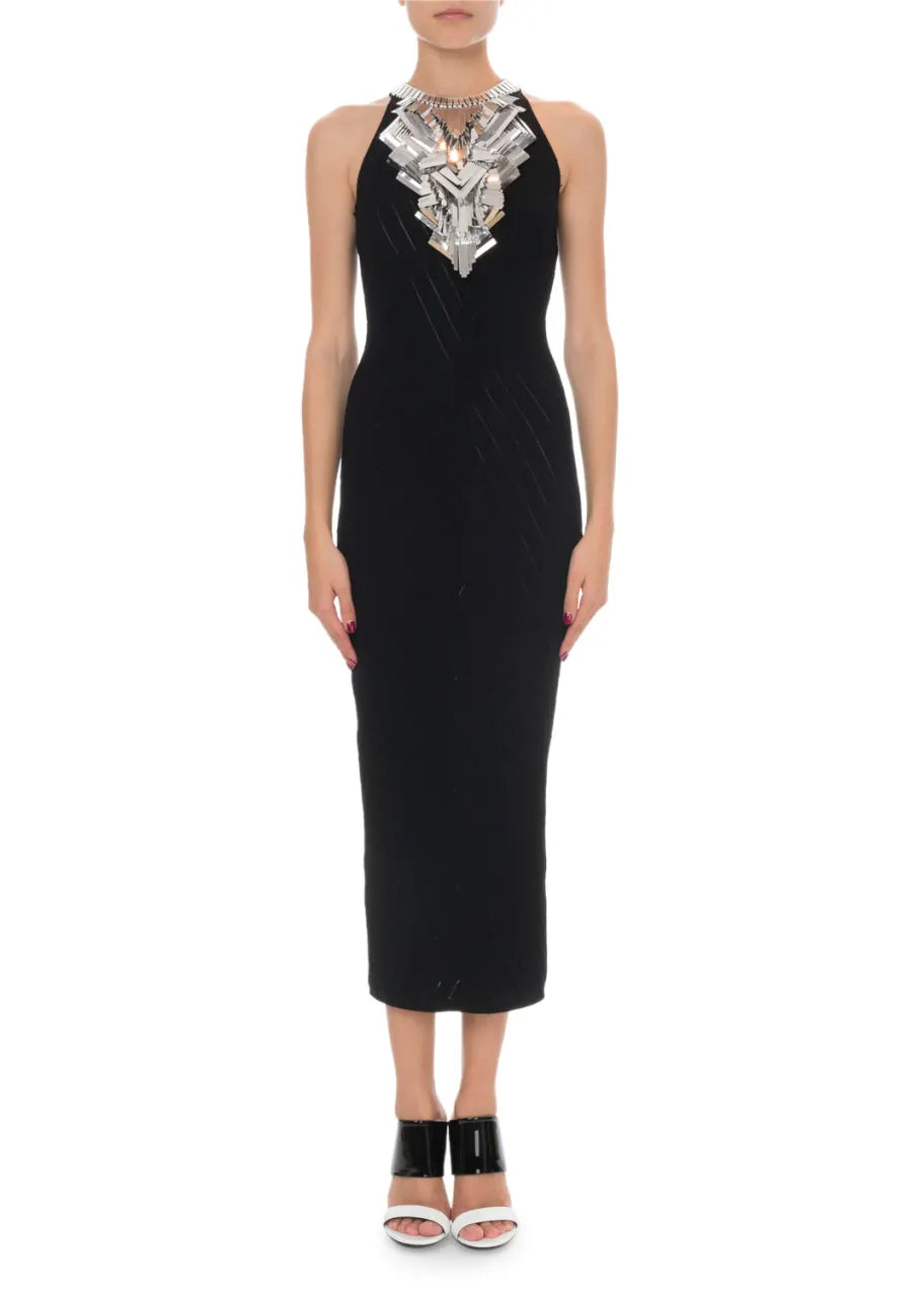 Balmain Sleeveless Broken Mirror-Embellished Cocktail Dress