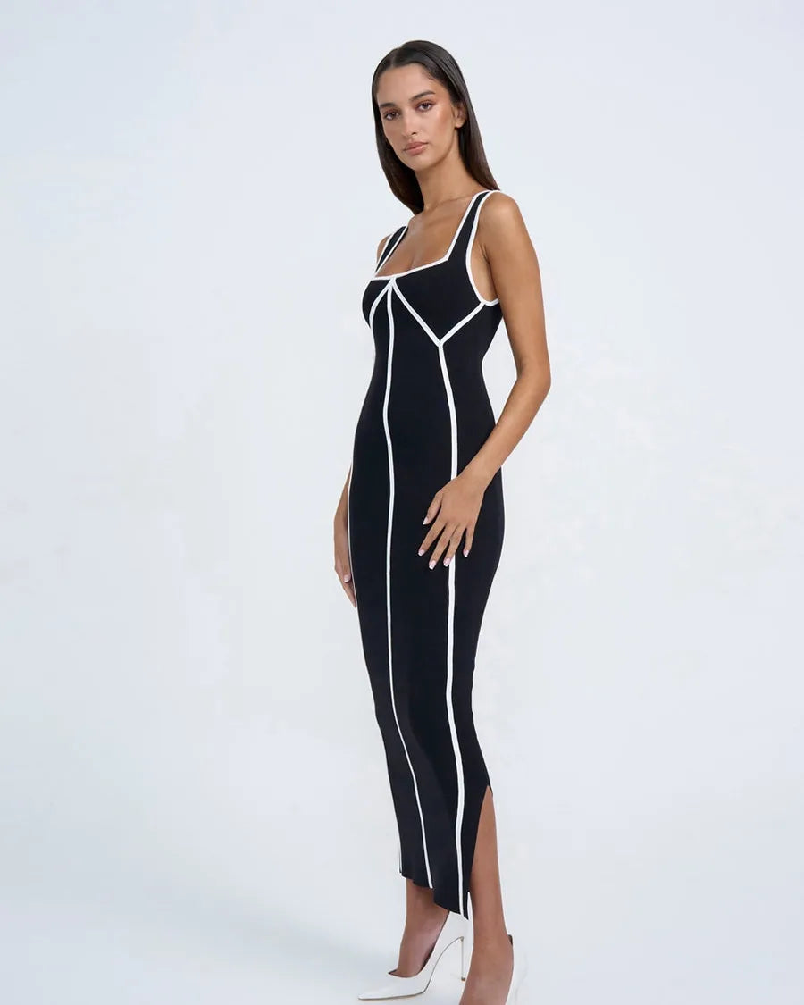 By Johnny Calina Contrast Knit Midi Dress