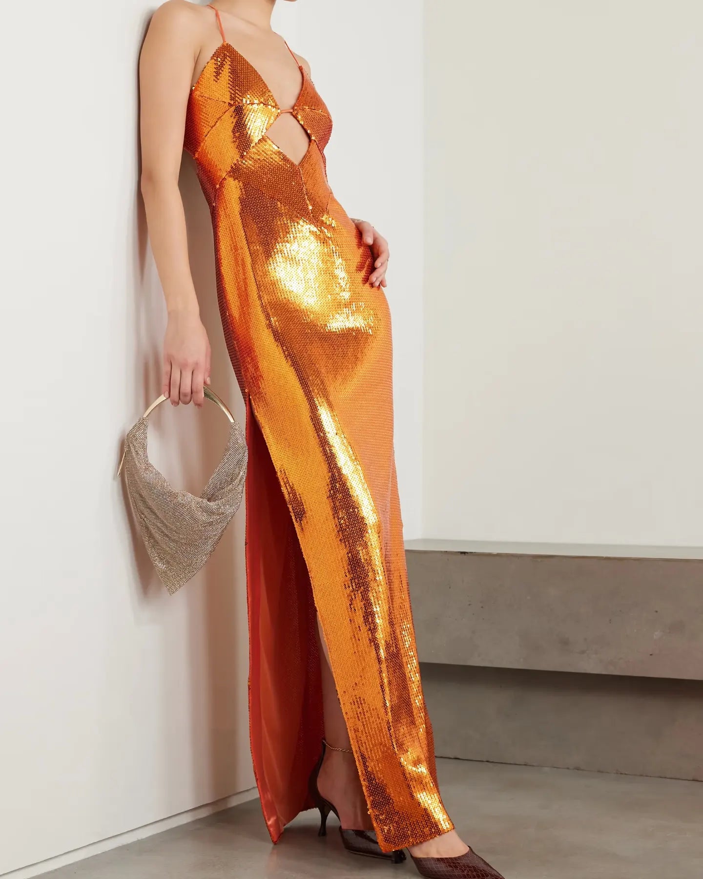 Galvan Kite Cutout Sequined Satin Maxi Dress