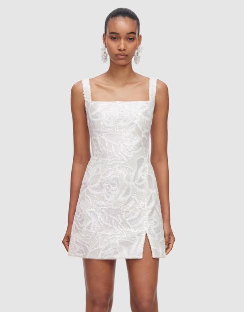 Self portrait White Sequin Lace Mini Dress