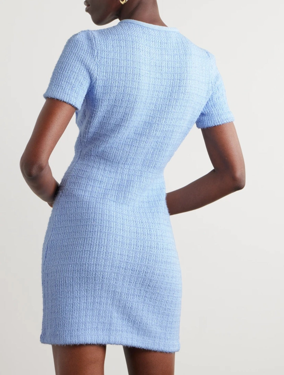 Self Portrait Blue Jewel Button Knit dress