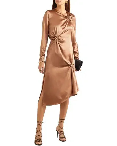 Versace Satin Midi In Camel Brown