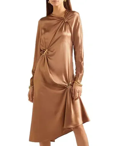 Versace Satin Midi In Camel Brown