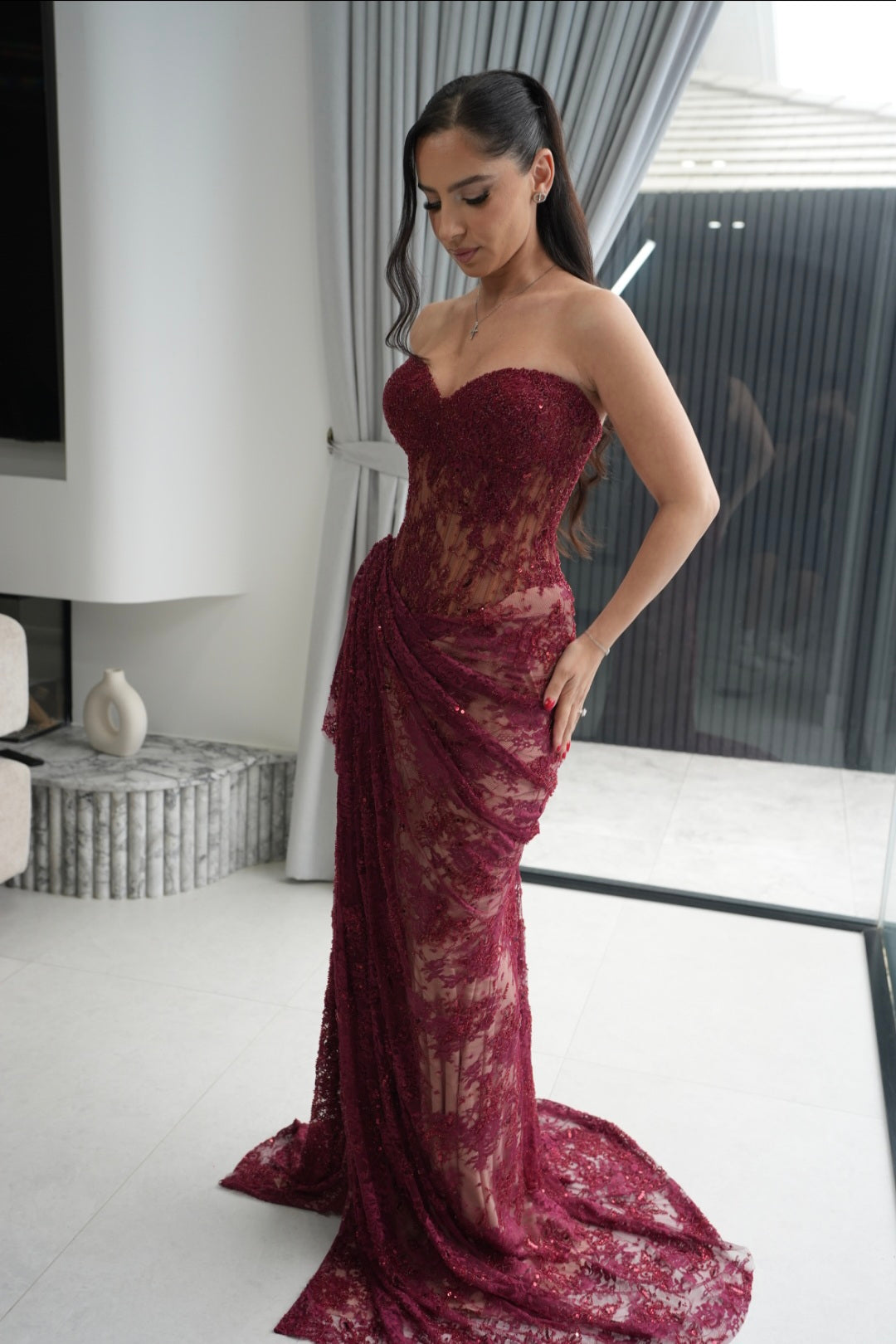 Burgundy Belle Gown
